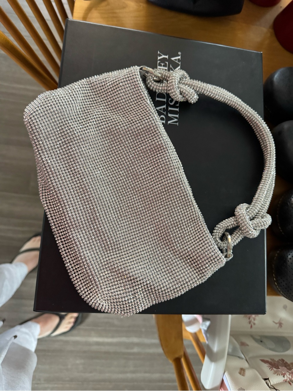 ANTONIO MELANI Silver Crystal-Embellished Evening Bag